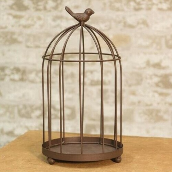 Other - Rustic Brown Wire Bird Cage Candle Holder